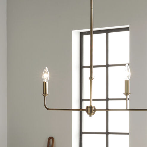 Pallas 3 Light 4.5 inch Brushed Natural Brass Chandelier Linear Ceiling Light